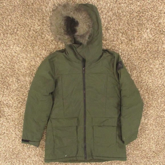 Adidas Jacket Women's Small‎ Green Xploric Parka Puffer Fur Lined Winter Coat - Picture 1 of 12